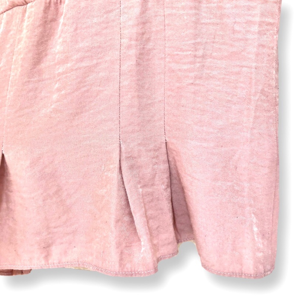 Cream Pink Color Deep V-Neck Long Sleeve Blouse with Side Zi… - Picture 3 of 6